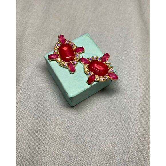 Vintage Joann Rivers Pink Tourmaline Earrings NWOT - Picture 3 of 12